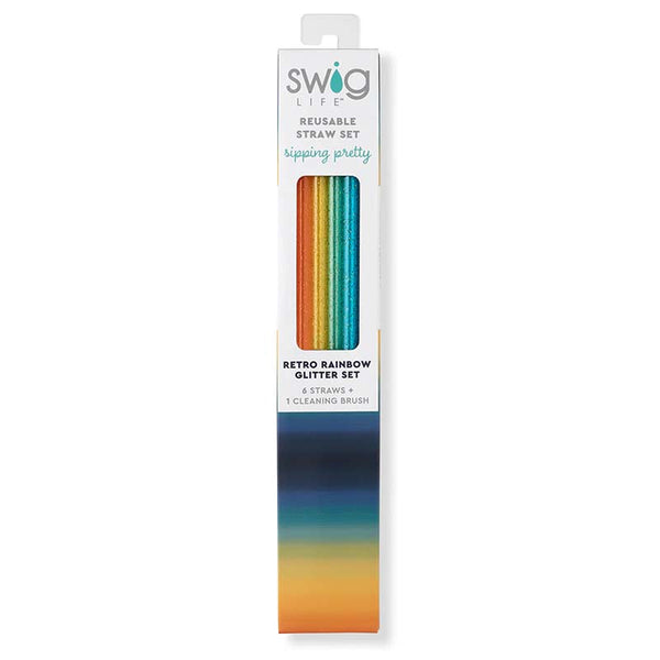 Tall Rainbow Reusable Straws