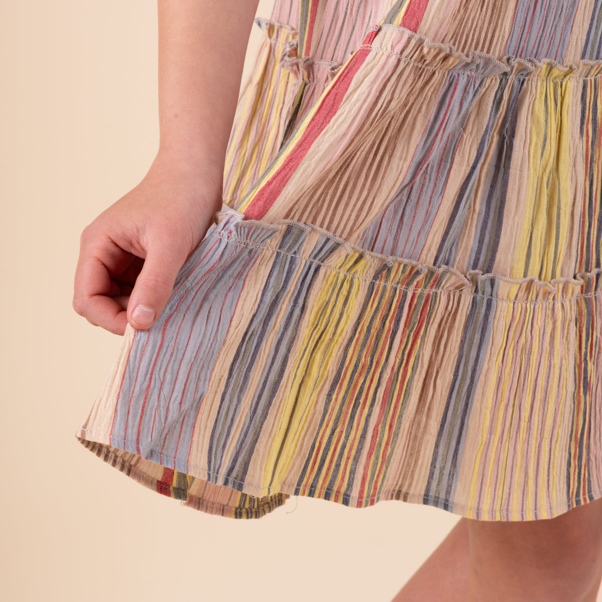 Youth Sleeveless Tie Tiered Dress