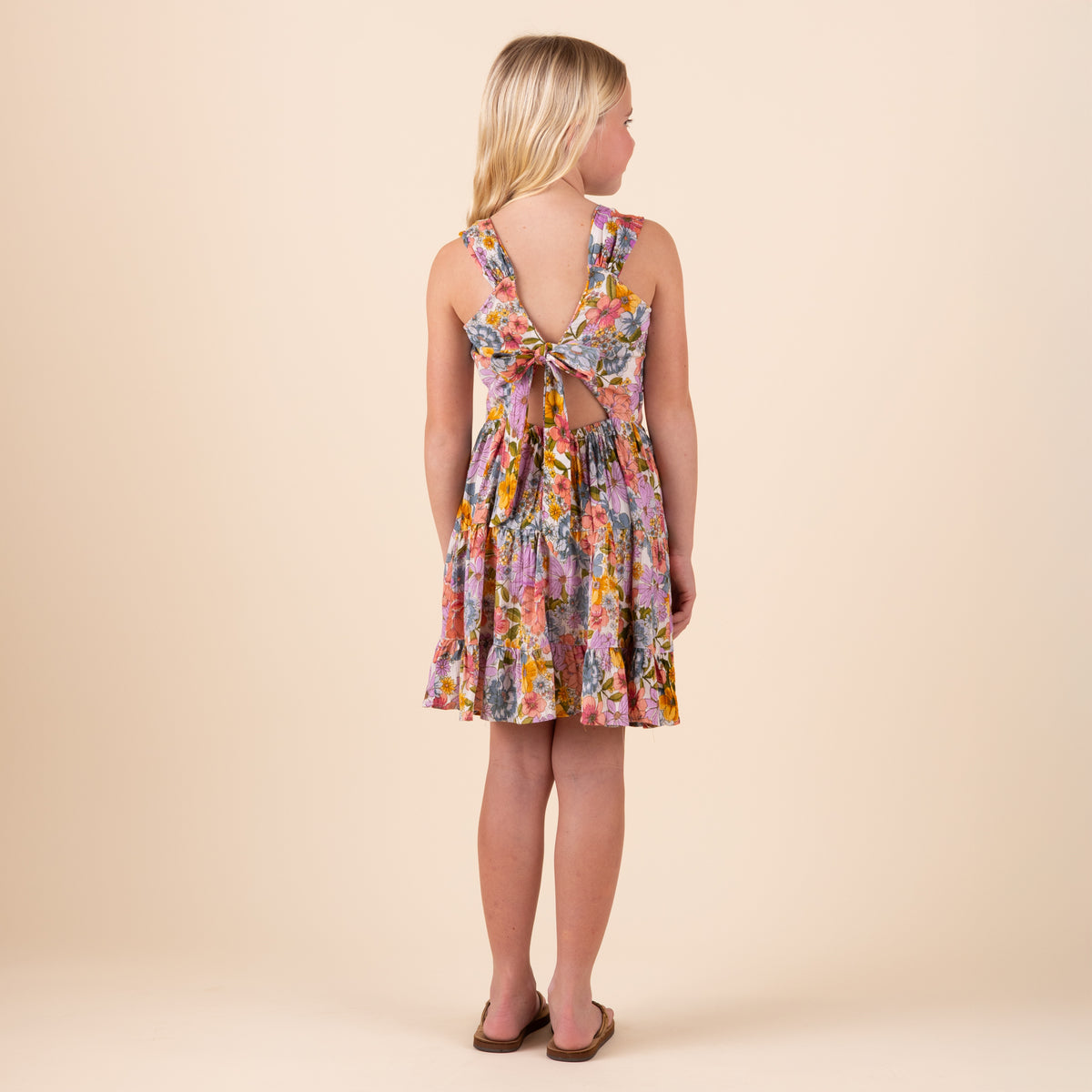 Youth Sleeveless Floral Tie Back Dress