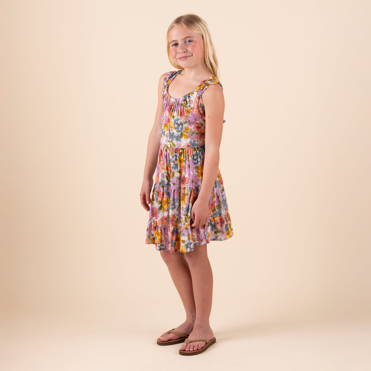 Youth Sleeveless Floral Tie Back Dress