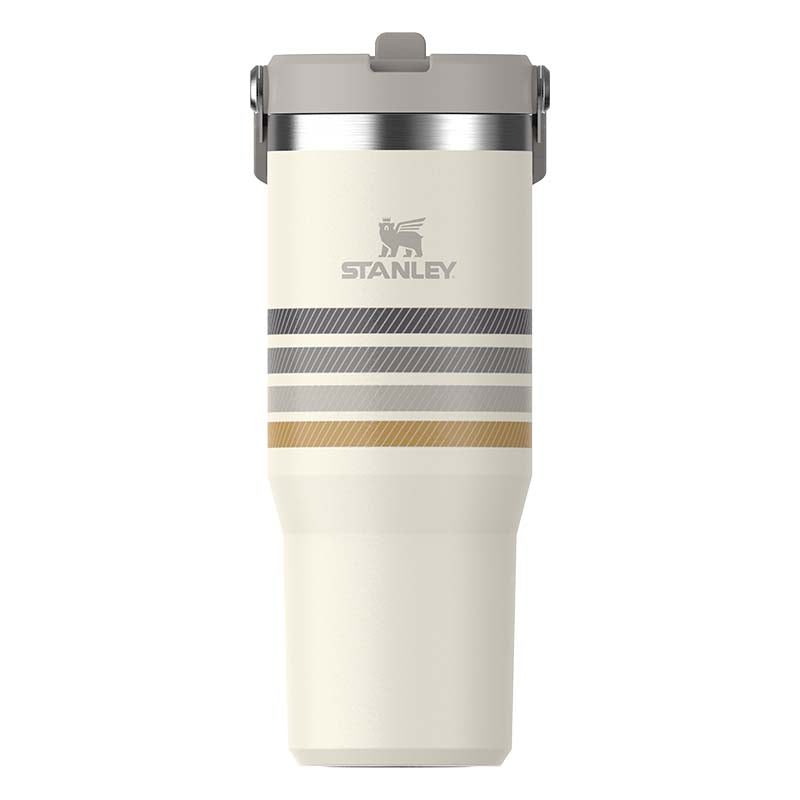 The 30oz IceFlow Flip Straw Tumbler in Cream Ash Stripe