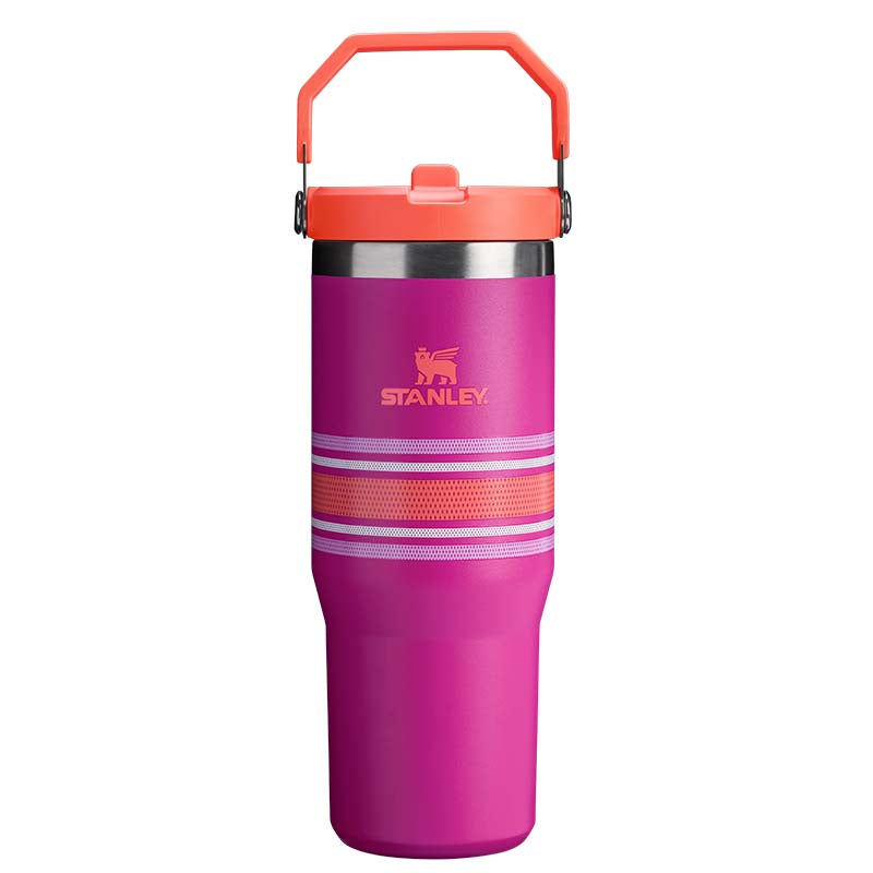 The 30oz IceFlow Flip Straw Tumbler in Fuchsia Mesh