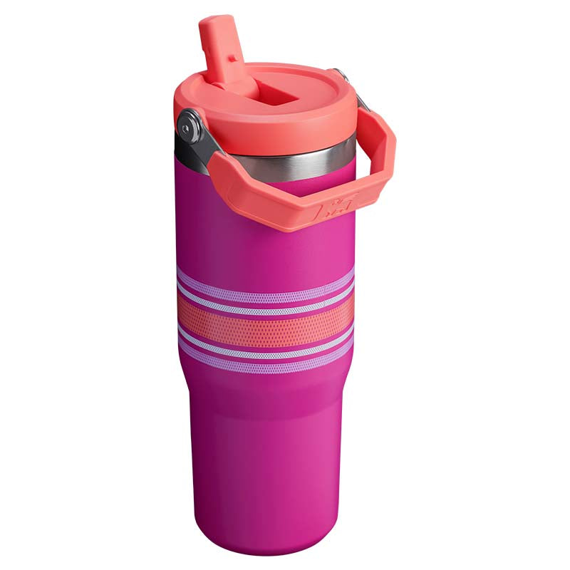 The 30oz IceFlow Flip Straw Tumbler in Fuchsia Mesh