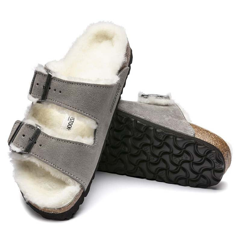 Women&#39;s Arizona Shearling Sandals in Stone Coin