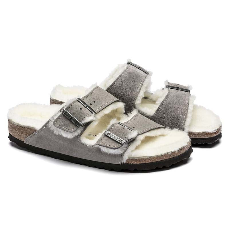 Women&#39;s Arizona Shearling Sandals in Stone Coin