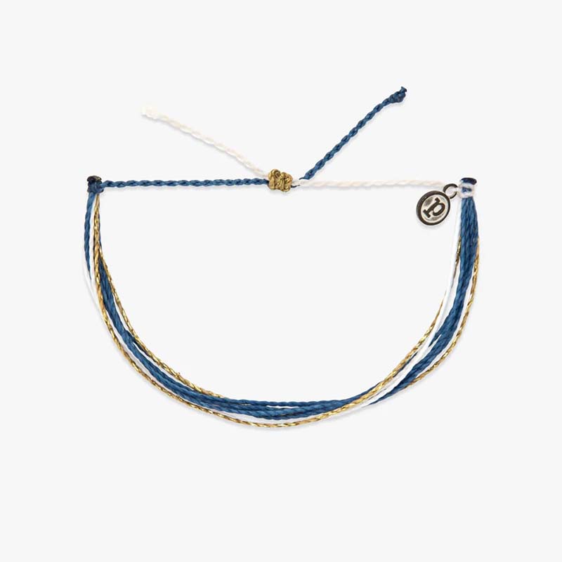 Pura Vida Blue, White, and Gold Charity Air Troops Bracelet