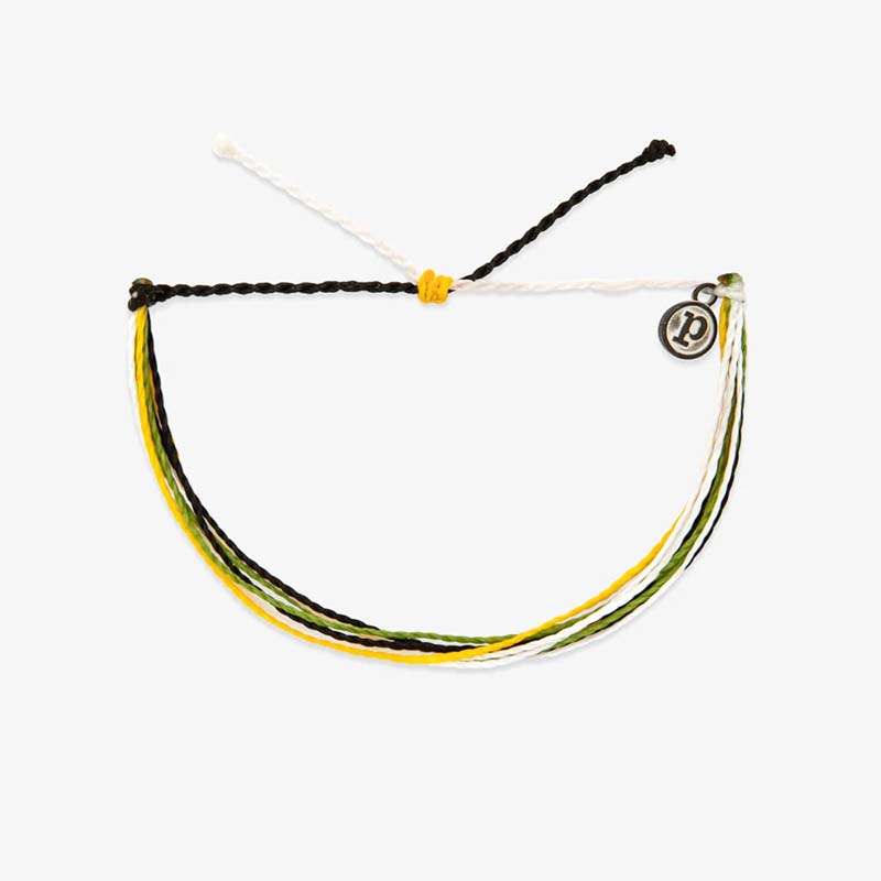 Pura Vida Black, White, Yellow, and Green Charity Land Troops Bracelet