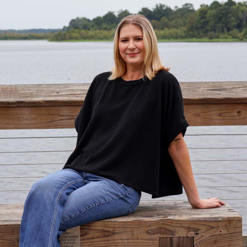 Dolman Sleeve Textured Top in Black