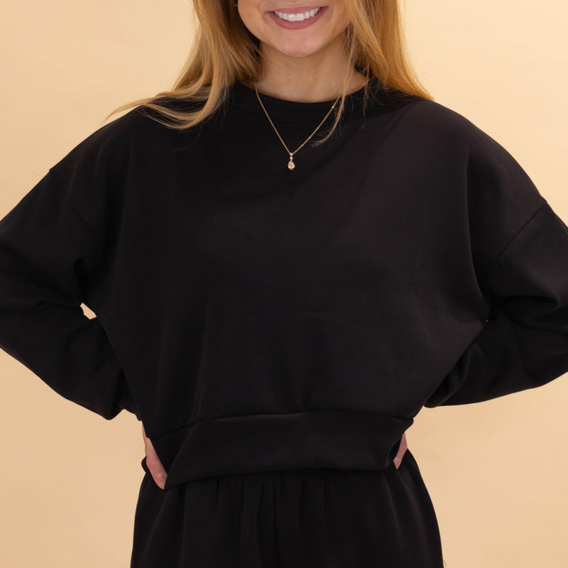 Luxe Lounge Cropped Crewneck Sweatshirt