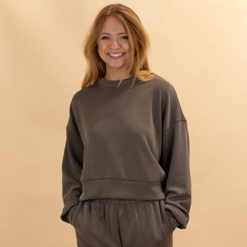 Luxe Lounge Cropped Crewneck Sweatshirt