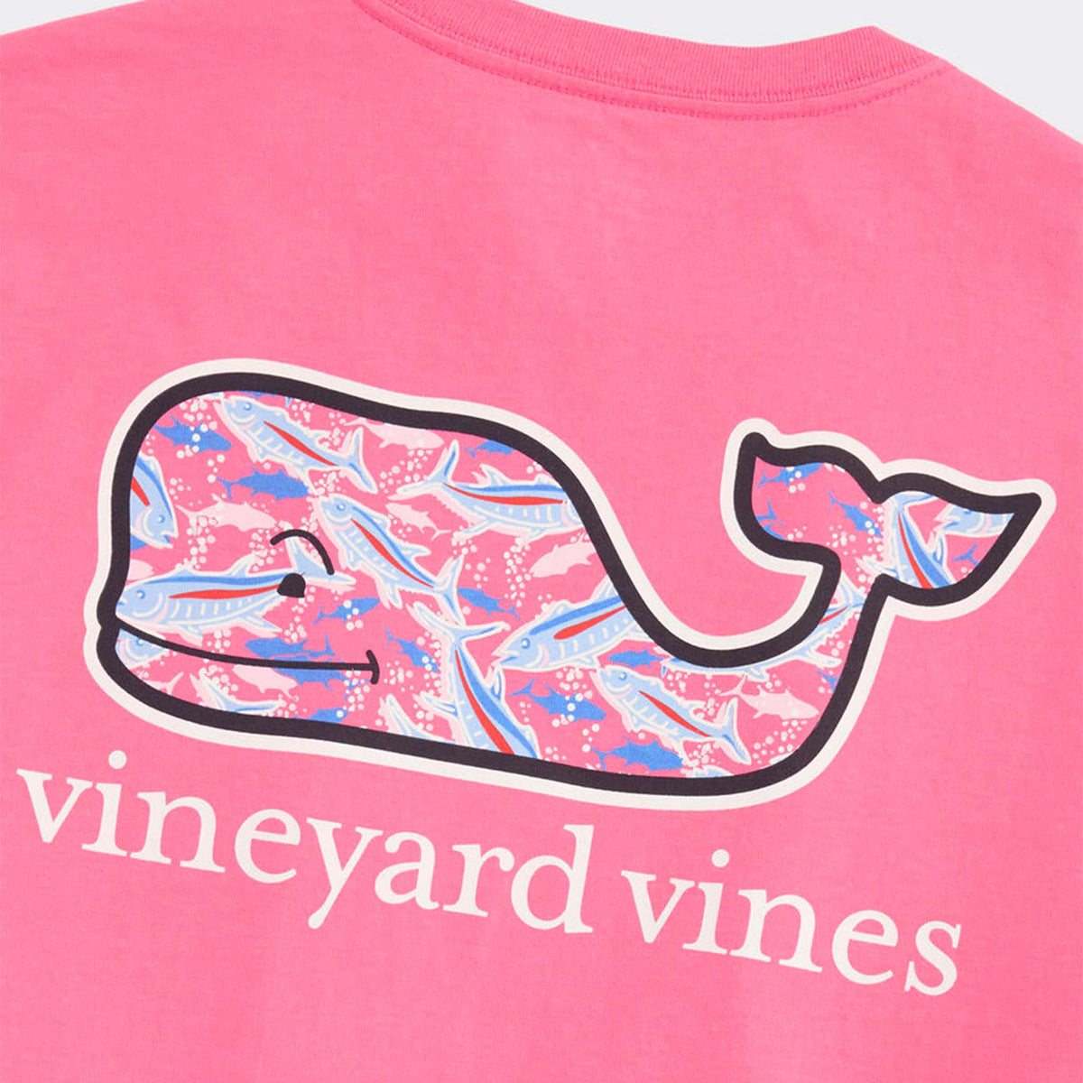 Bone Fishing Whale Short-Sleeve Pocket Tee in Pink