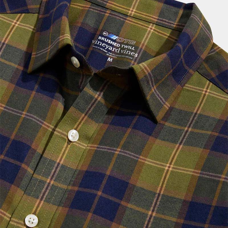 On-The-Go Brushed Twill Plaid Shirt in olive