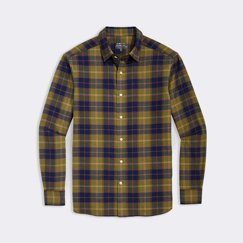 On-The-Go Brushed Twill Plaid Shirt in olive