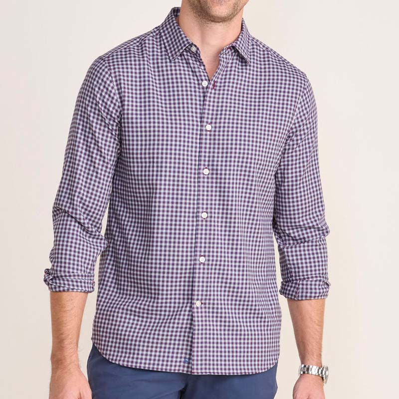 On-The-Go Brushed Twill Plaid Shirt in Crimson PLD