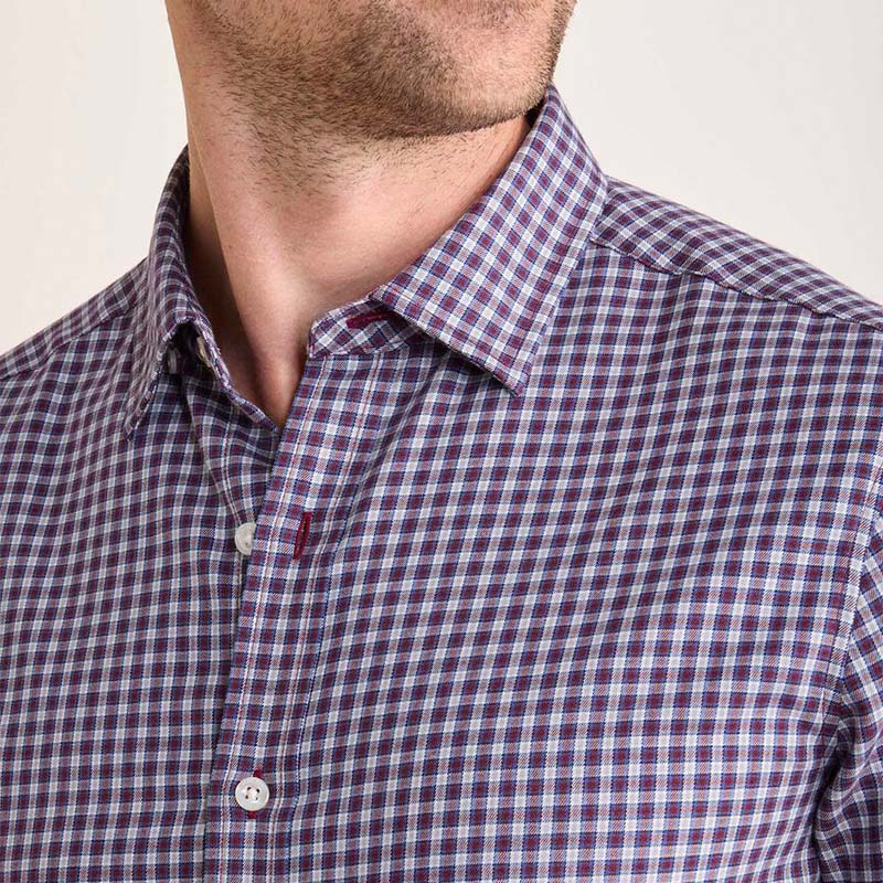 On-The-Go Brushed Twill Plaid Shirt in Crimson PLD