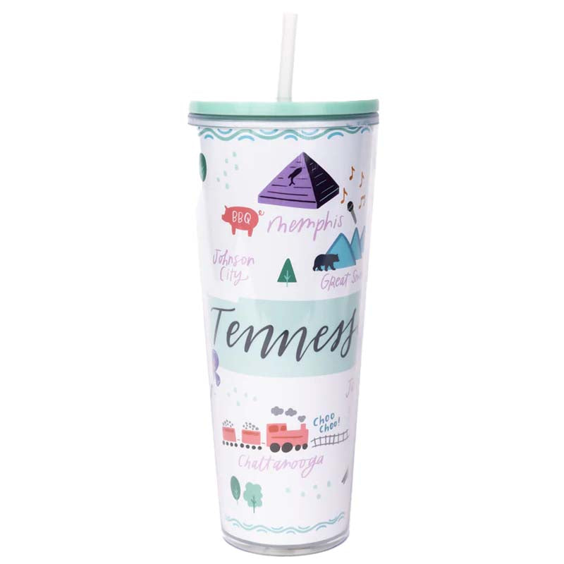 24oz Tennessee Icons Straw Tumbler