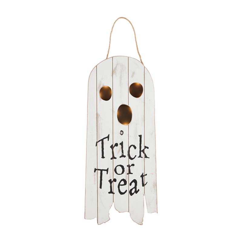 Mud Pie Wooden Ghost LED Door Hanger