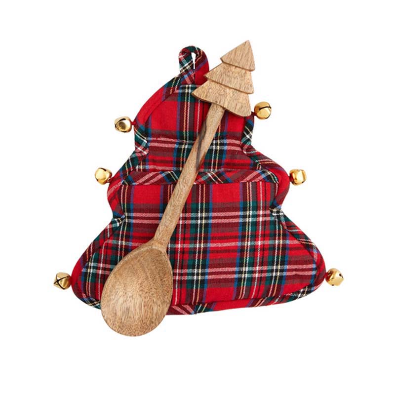 Red Tartan Tree Pot Holder Set