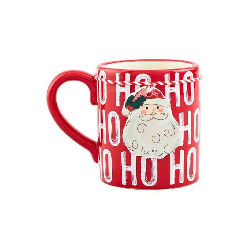 Mud Pie Classic Christmas Wreath and Santa Mugs, Set of 2