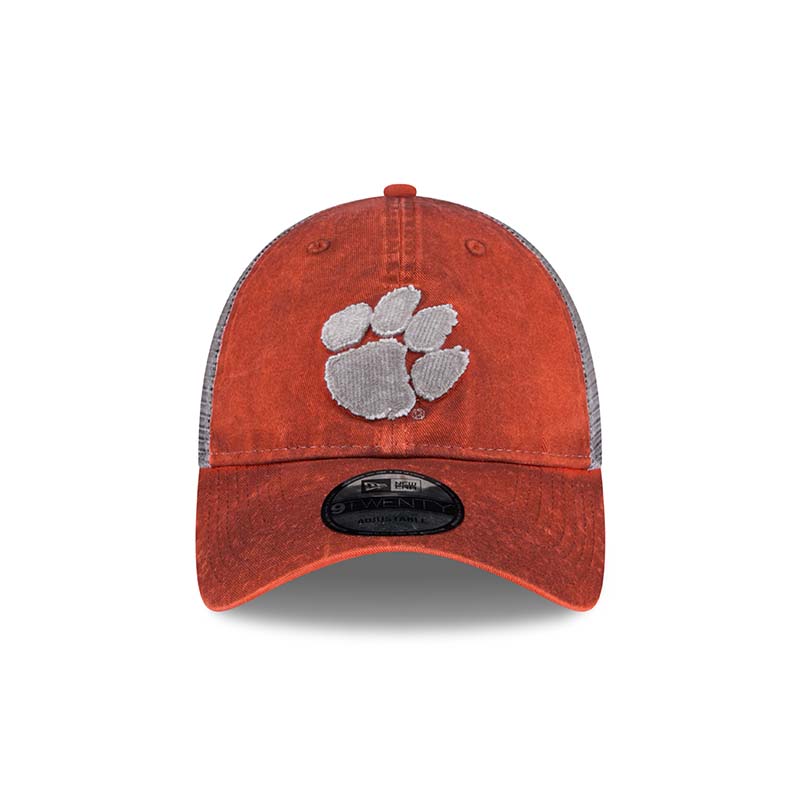 Front shot of New Era Clemson Paw Trucker Hat