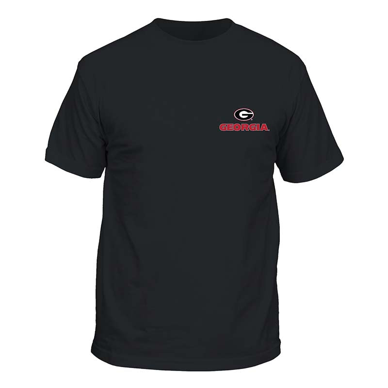 UGA Drawn Field Mascot Short Sleeve T-Shirt in Black