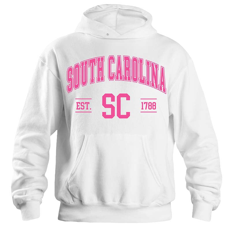 South Carolina Established Hoodie in White &amp; Pink