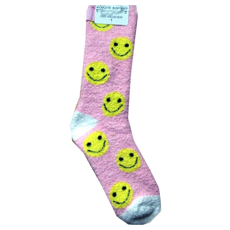 Soft &amp; Cozy Pink Smiley Face Socks