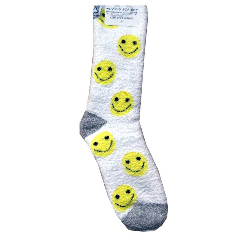 Soft &amp; Cozy White Smiley Face Socks