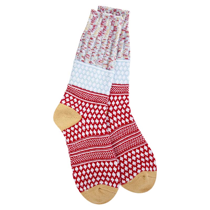 Wonderland Gallery Textured Crew Socks in Red