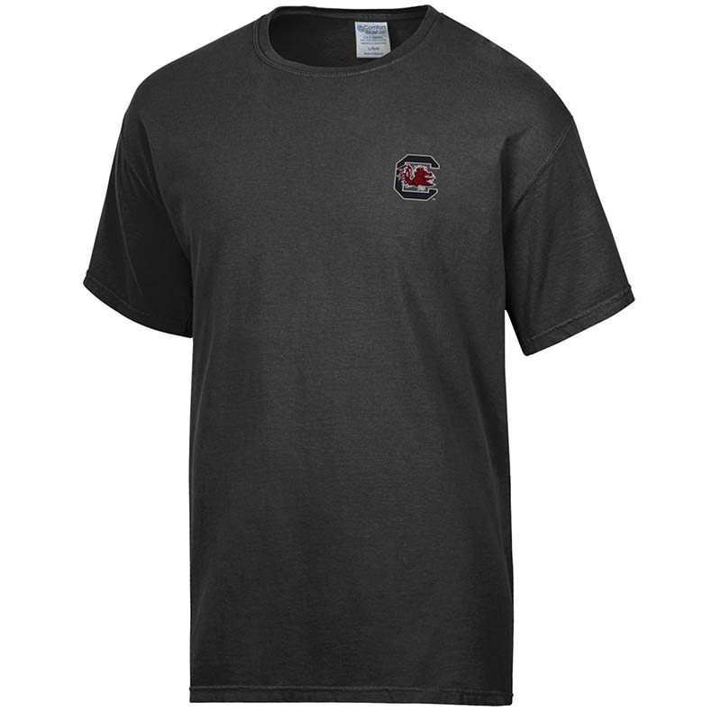 front of black usc forever to thee horseshoe short sleeve shirt