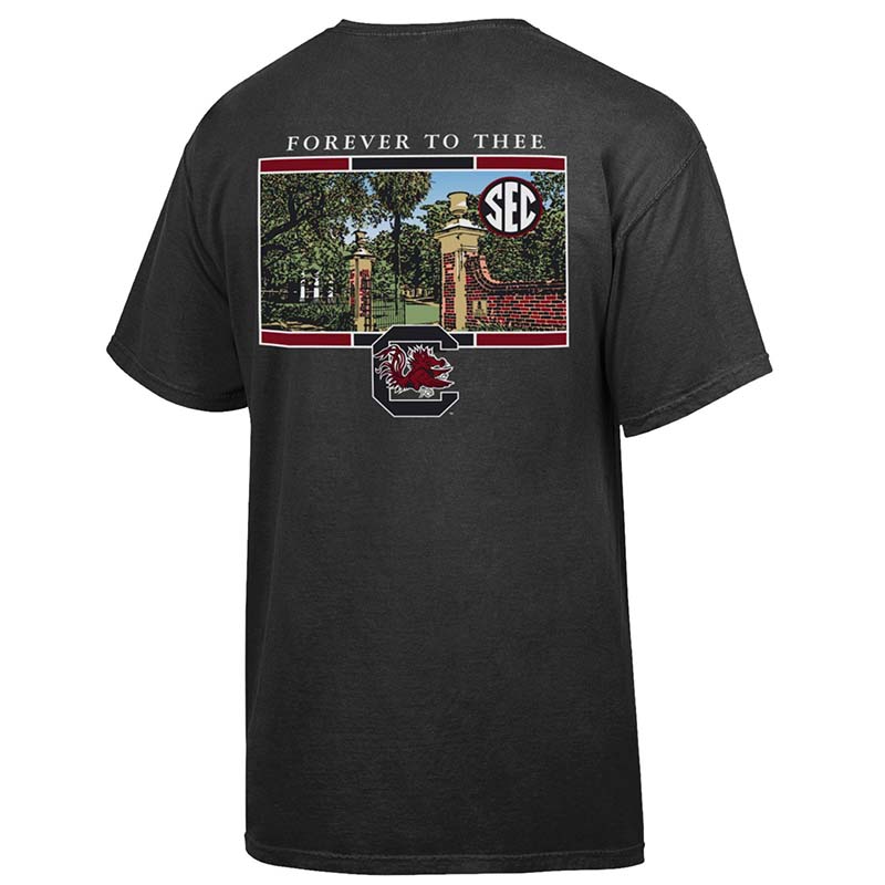 black usc forever to thee horseshoe short sleeve shirt