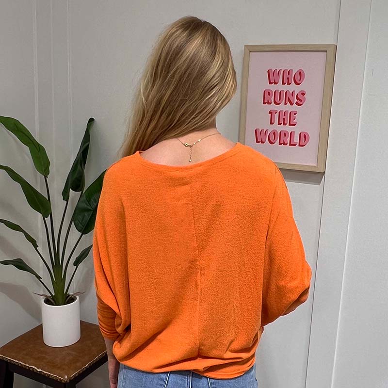 Charlotte Avery Long Sleeve Cocoon Top in Burnt Orange