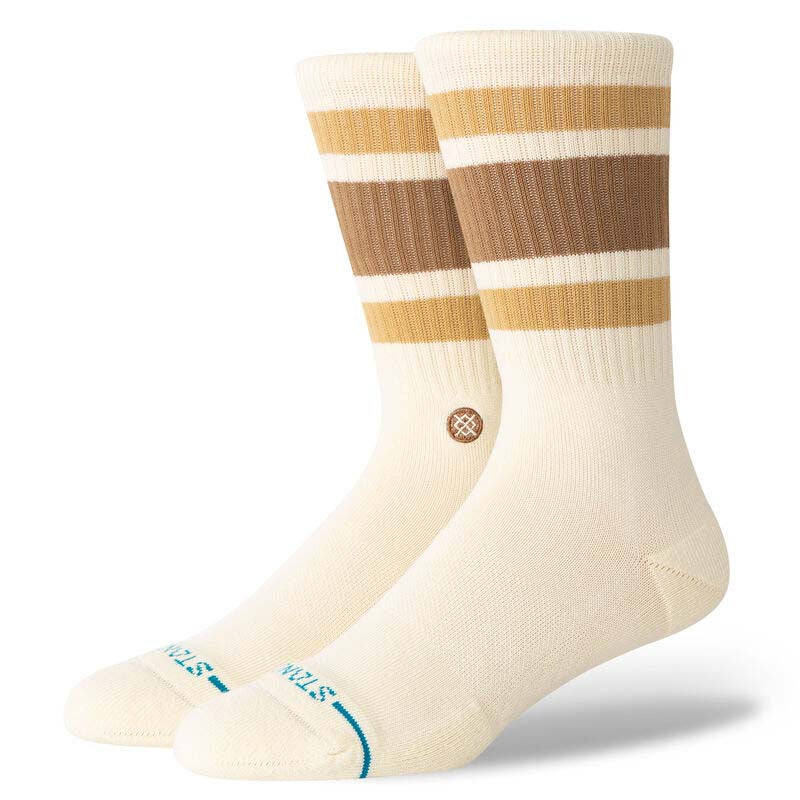 Boyd Stripe Crew Socks in Natural