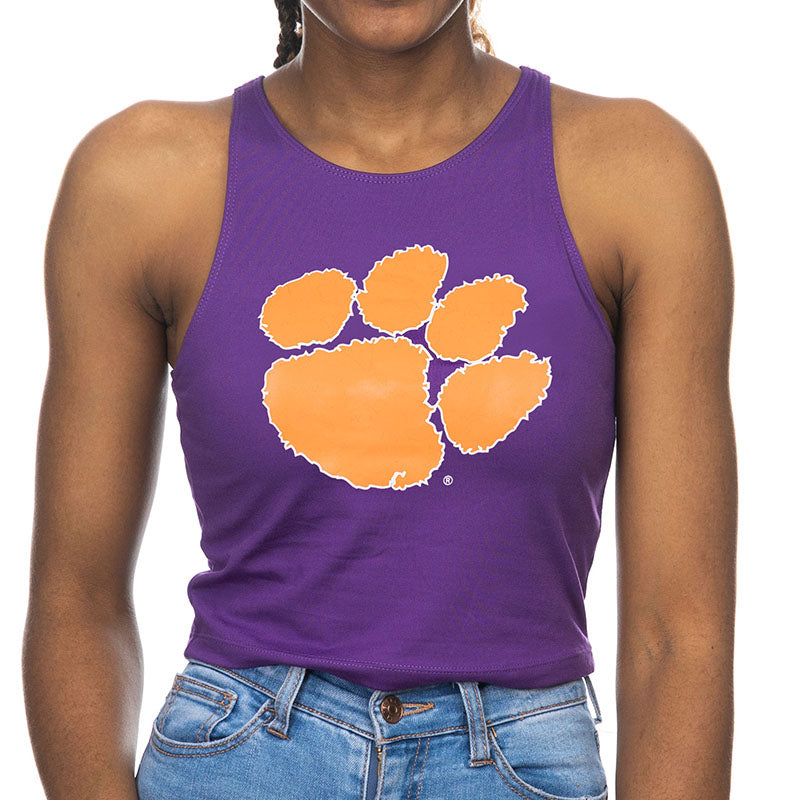 Clemson Logo First Down Cropped Tank