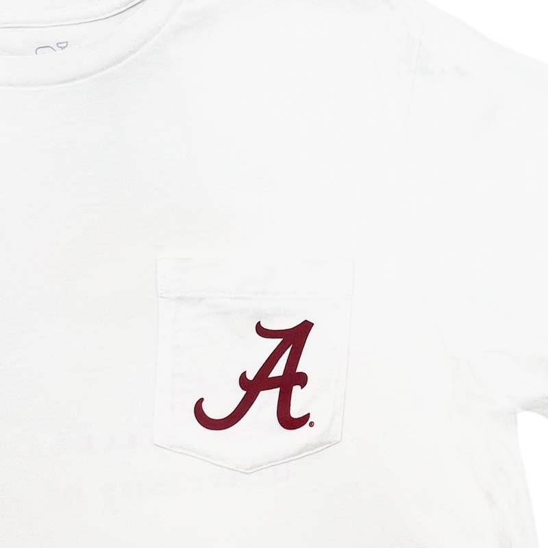 Front shot of Vineyard Vines White Alabama Stadium Whale Short Sleeve T-Shirt