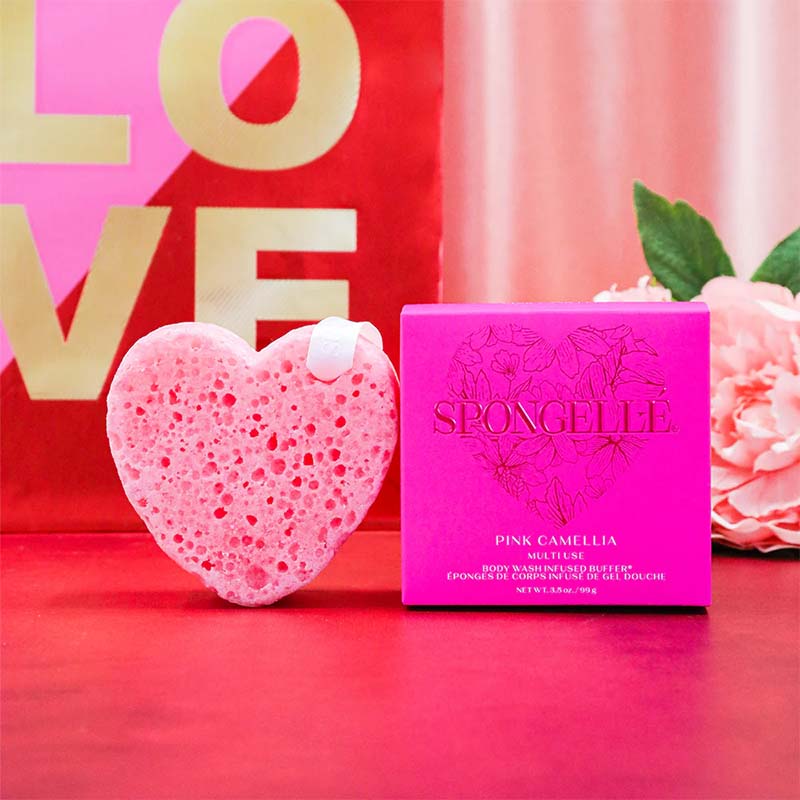 Pink Camellia Heart Shaped Body Buffer