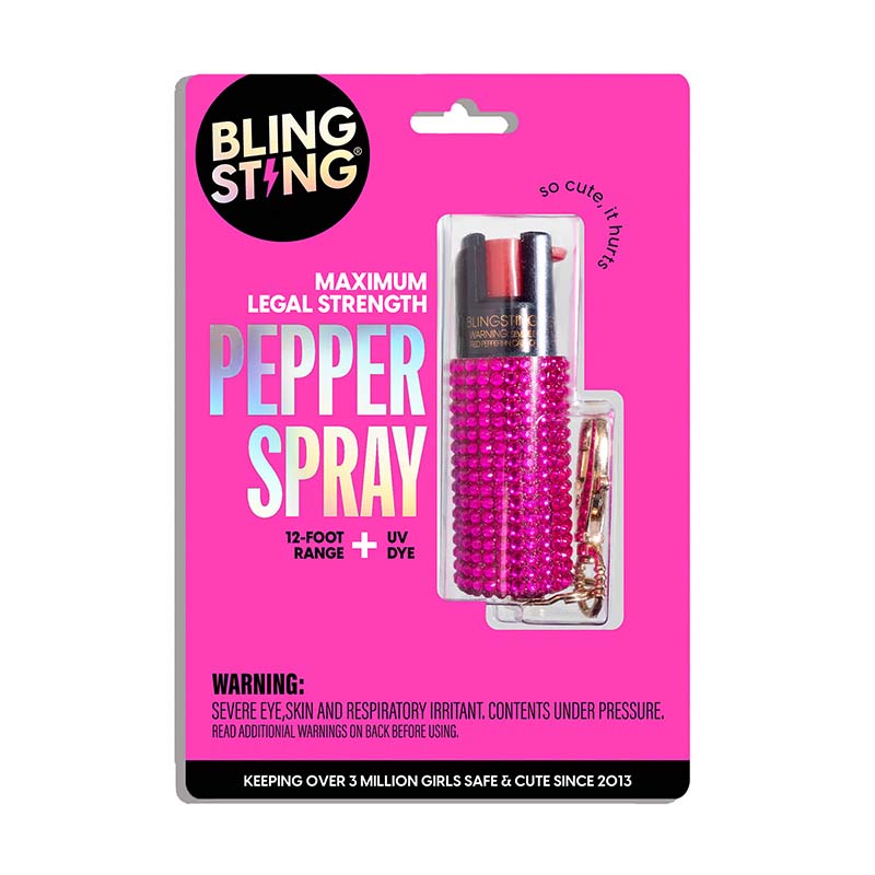 Bling Sting Diamond Studded Pepper Spray in Pink Packaging