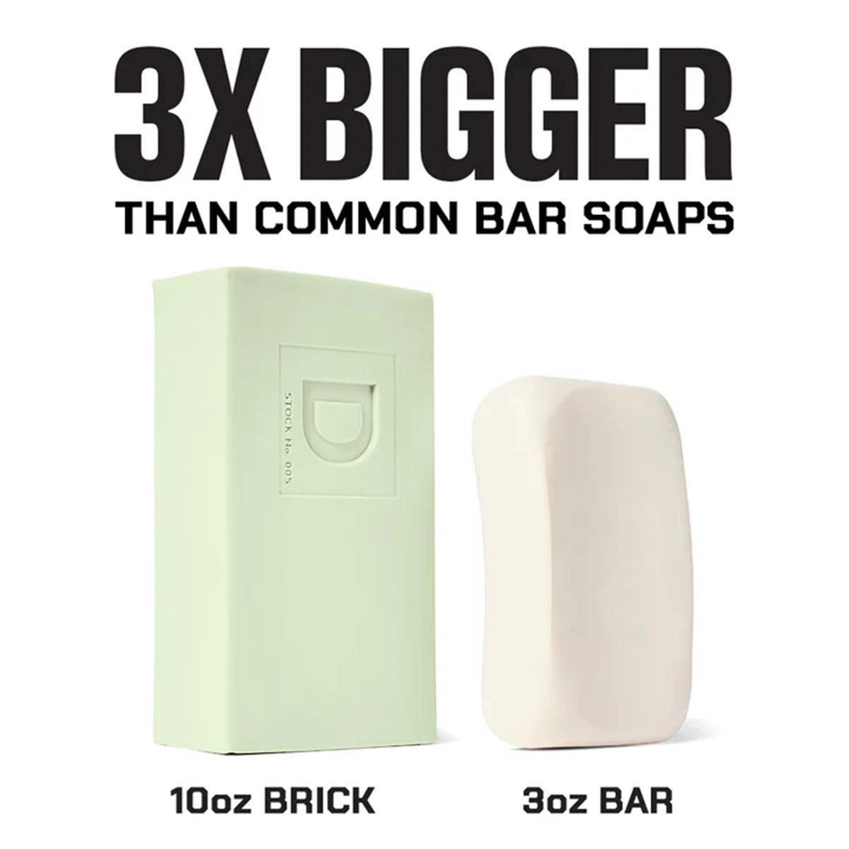 Duke Cannon bars of soap are 3 times bigger than average bars of soap.