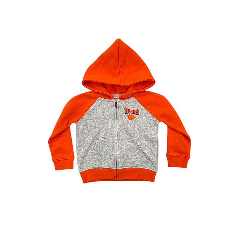 Toddler Clemson Raglan Full Zip Hoodie