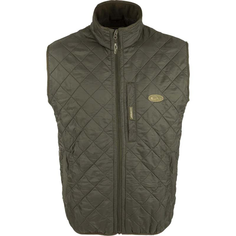 Delta Quilted Fleece Lined Vest in olive