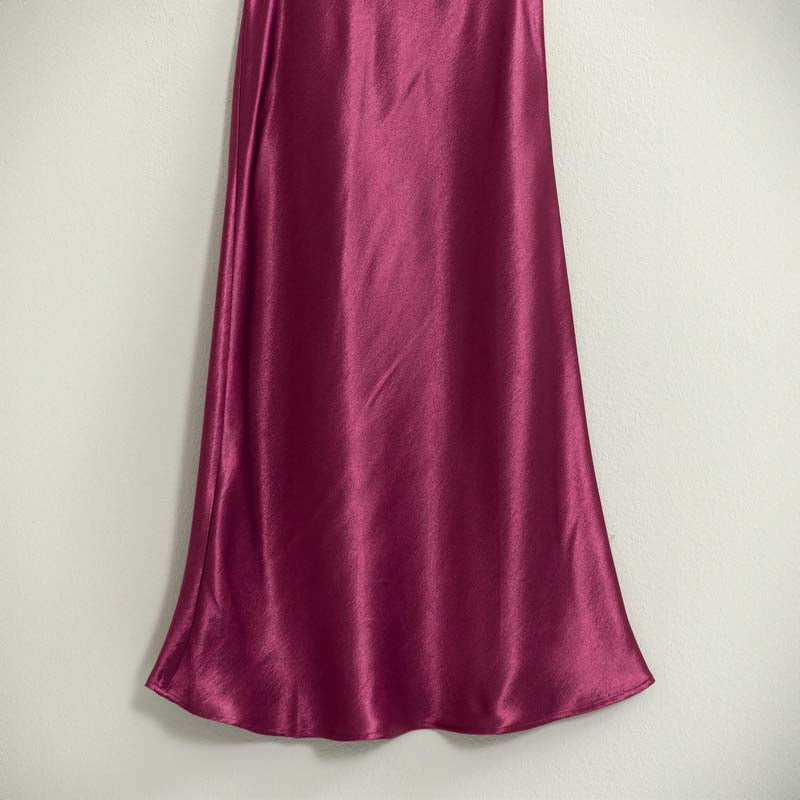 Satin Maxi Skirt in Sangria