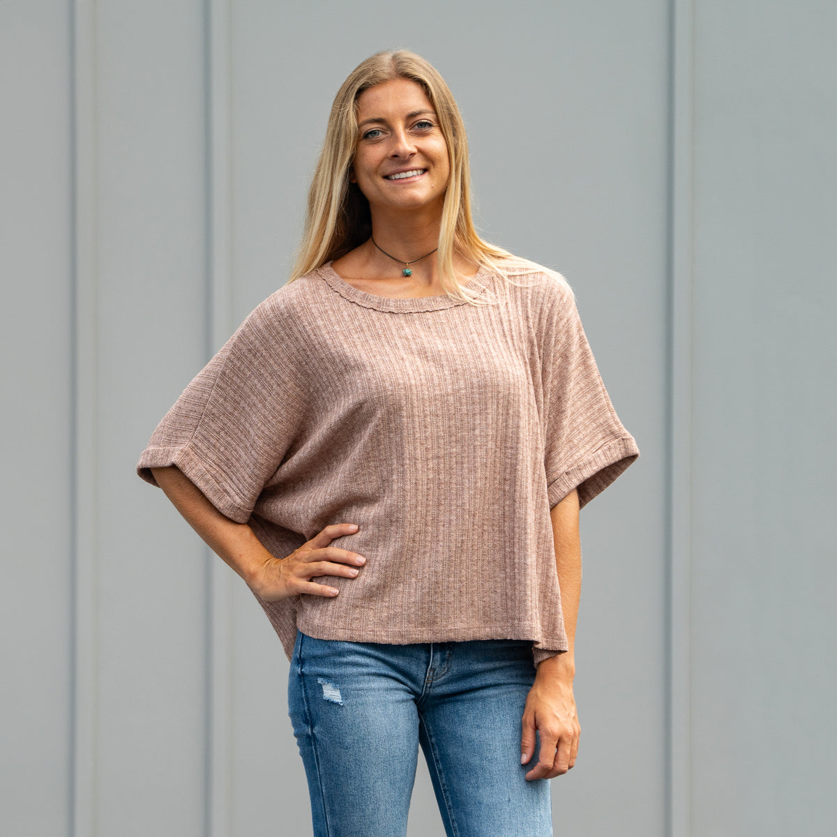 Dolman Sleeve Textured Top