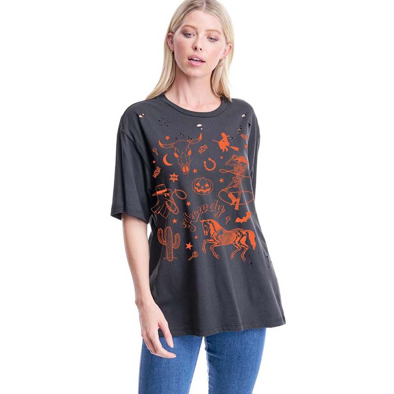 All Over Halloween Graphic Short Sleeve T-Shirt