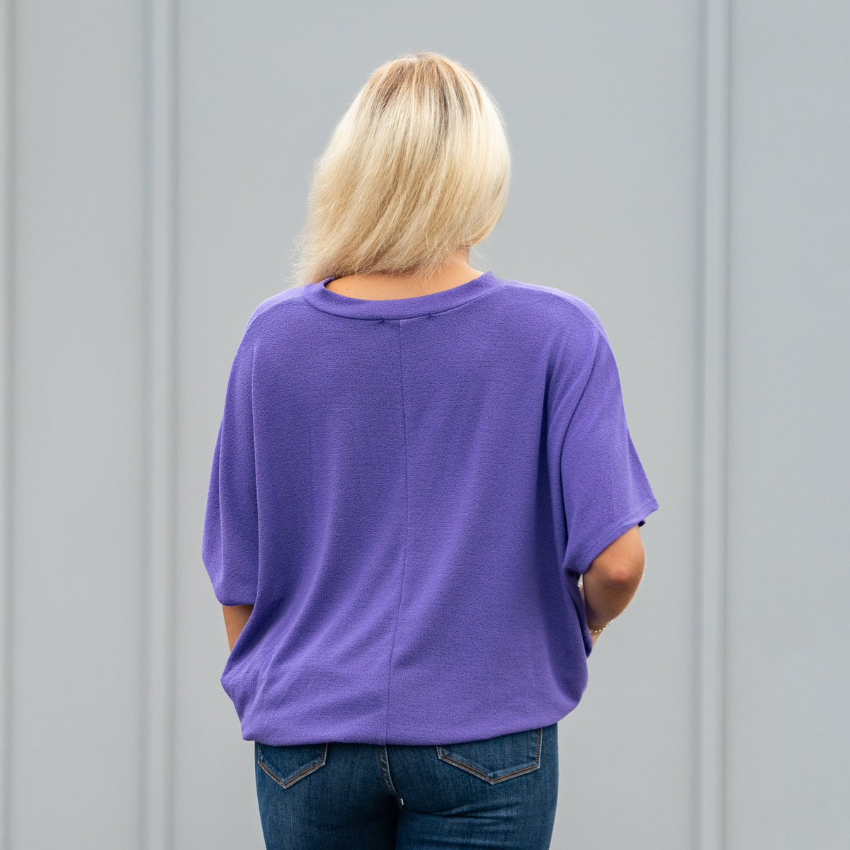 Short Sleeve Gameday Cocoon Top in Purple