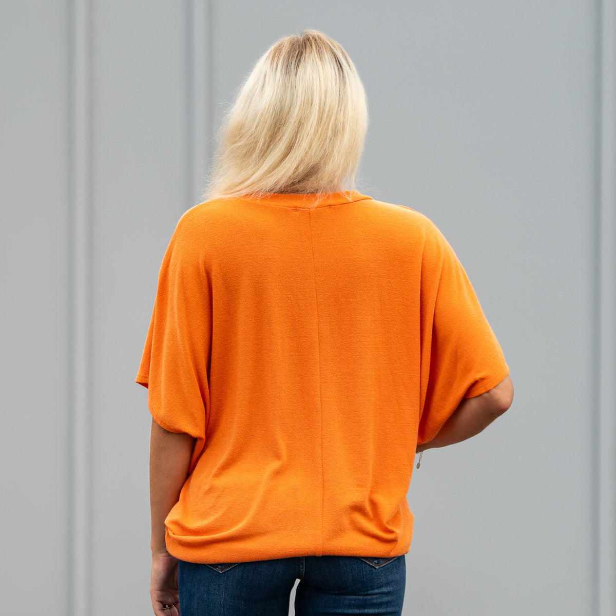 Short Sleeve Gameday Cocoon Top in Dark Orange