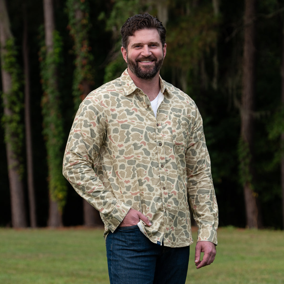 Harbor Corduroy Button Down Shirt in Camo