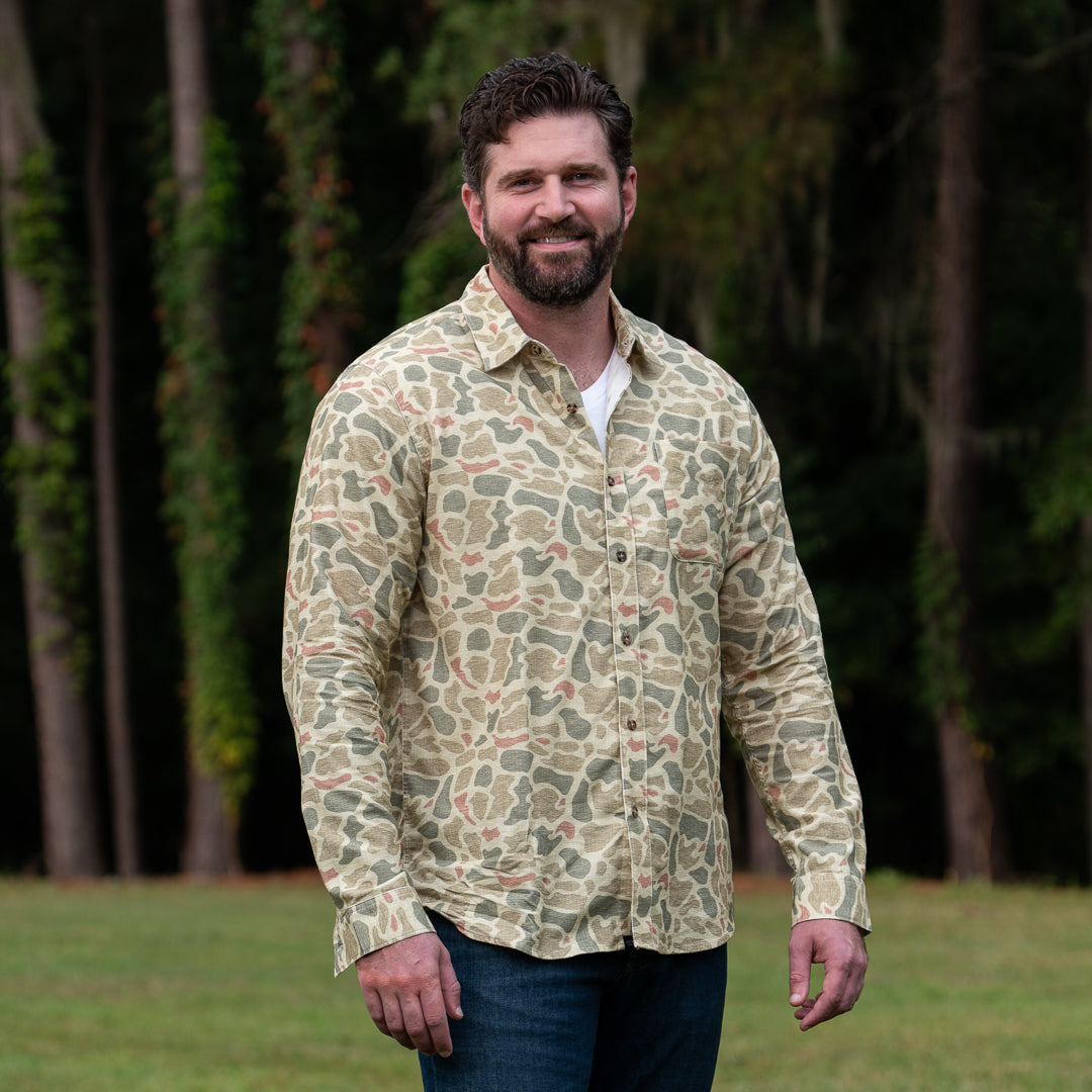 Harbor Corduroy Button Down Shirt in Camo