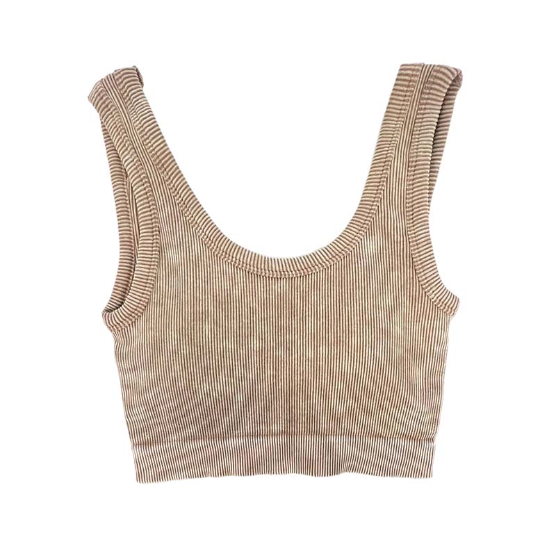 Scoop Neck Padded Cropped Tank in Ash Mocha