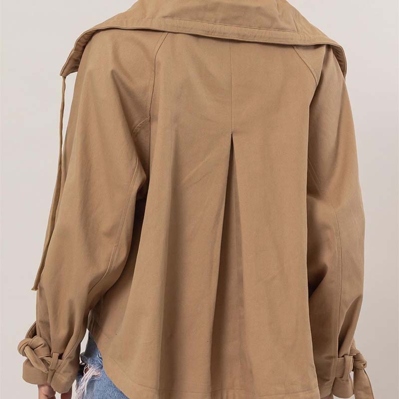 Crop Trench Jacket in Khaki