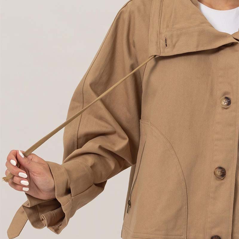 Crop Trench Jacket in Khaki